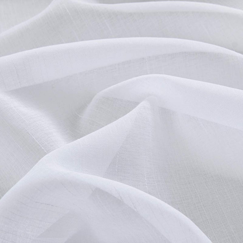 Treatmentex Black and White Sheer Curtains for Living Room 95" Long Linen Curtain Draperies for Nursery Room Decorative Pompom Voiles 2 Panels - Image 3